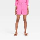 Women's High-rise Poplin Shorts - A New Day Pink