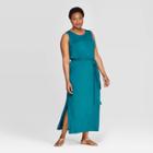 Women's Plus Size Sleeveless Scoop Neck Knit Maxi Dress - Ava & Viv Teal (blue) X