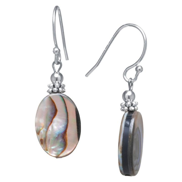 Target Sterling Silver Abalone Shell Oval Drop Earrings, Women's,