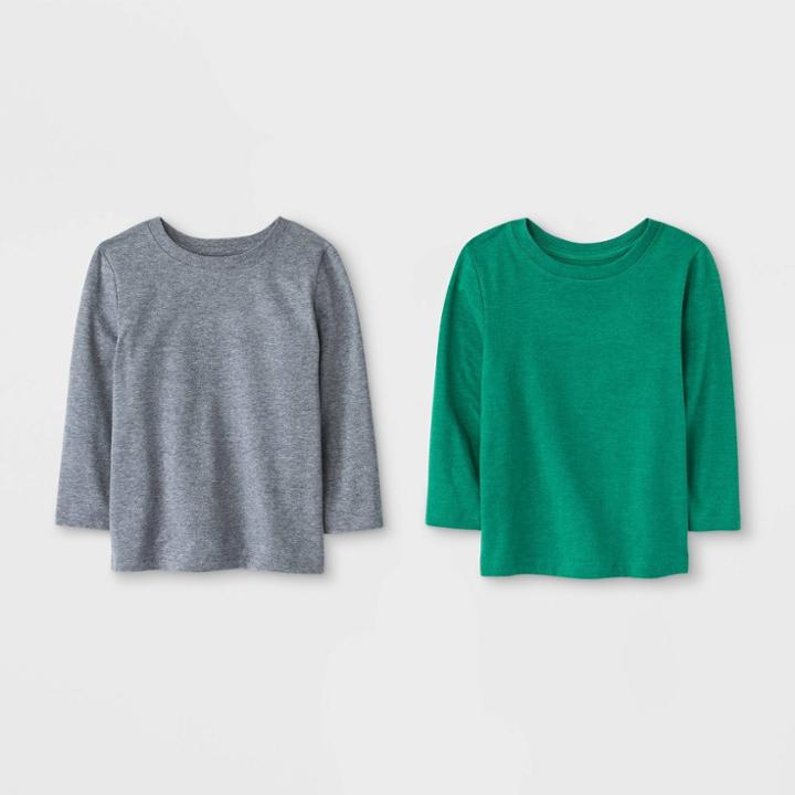 Toddler Boys' 2pk Long Sleeve T-shirts - Cat & Jack Gray/green