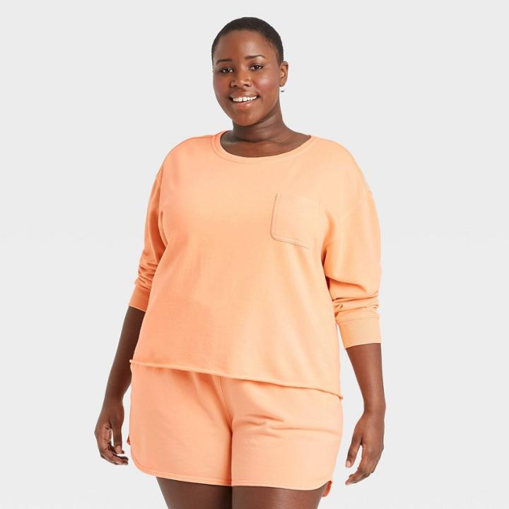Women's Plus Size French Terry Sweatshirt - Universal Thread Orange