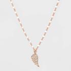 No Brand Wing Clear Beads Necklace - Silver, Women's, Pink