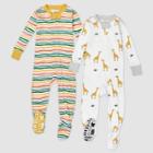 Honest Baby Boys' 2pk Jungle Striped Organic Cotton Snug Fit Footed Pajama