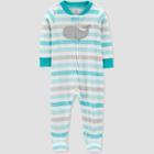 Baby Boys' Striped Whale Footed Pajamas - Just One You Made By Carter's Blue Newborn