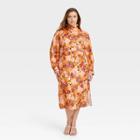 Women's Plus Size Balloon Long Sleeve Dress - Who What Wear Orange Floral