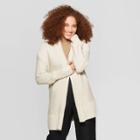 Women's Long Sleeve Rib-knit Cuff Textured Cardigan Sweater - A New Day Beige