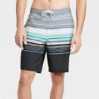 Men's 9 Striped E-board Swim Shorts - Goodfellow & Co Charcoal Gray
