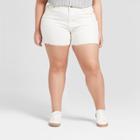 Women's Plus Size Raw Hem Boyfriend Jeans Shorts - Universal Thread White