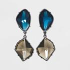 Two-color Stone Drop Earrings - A New Day Blue/brown, Women's