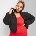 Women's Plus Size Corduroy Zip-up Puffer Jacket - Wild Fable Black 1x, Women's,