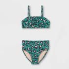 Girls' Leopard Print High-waist Bikini Set - Art Class Green
