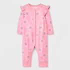 Baby Girls' Daisy Adaptive Long Sleeve Snap Pants Romper - Cat & Jack Pink