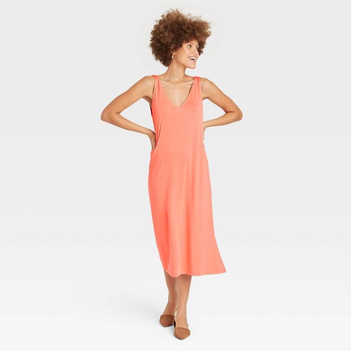 Women's Sleeveless Knit Dress - A New Day Dark Peach