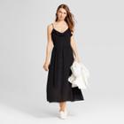 Women's Button Front V-neck Maxi Dress - A New Day Black