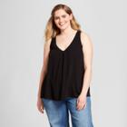 Women's Plus Size Side Lace-up Tank - Xhilaration Black