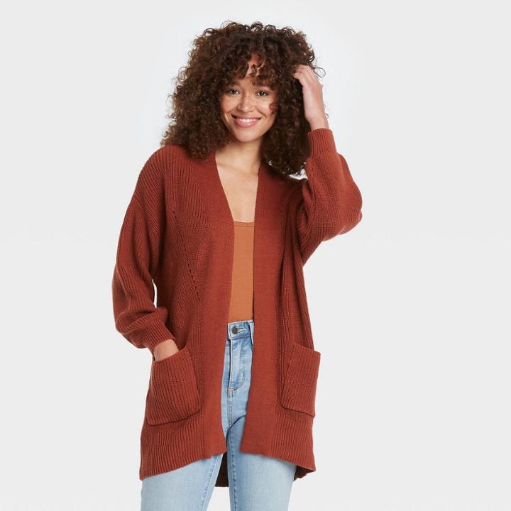 Women's Open-front Cardigan - Universal Thread Rust