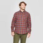 Men's Big & Tall Plaid Long Sleeve 1-pocket Flannel Button-down Shirt - Goodfellow & Co Red