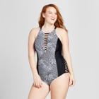 Costa Del Sol Women's Plus Size Strappy One Piece - Black/white