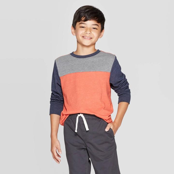 Boys' Long Sleeve T-shirt - Cat & Jack Orange