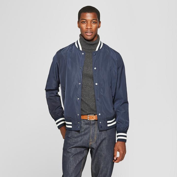 Men's Varsity Bomber Jacket - Goodfellow & Co Fighter Pilot Blue