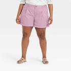 Women's Plus Size Pleat Front Shorts - A New Day Purple