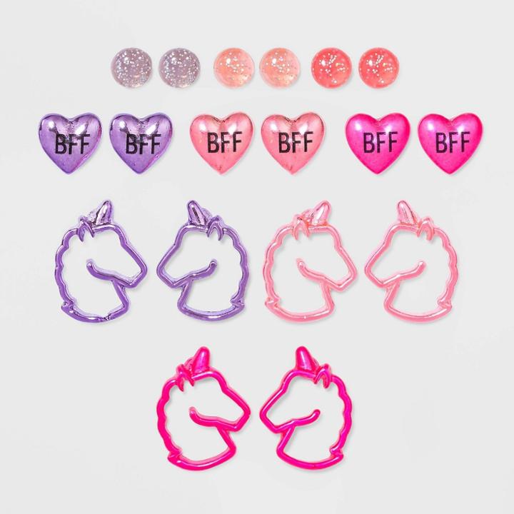Girls' 9pk Bff Mettalic Earring Set - Cat & Jack , Grey