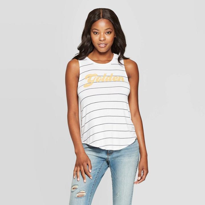 Women's Striped Golden Graphic Tank Top - Grayson Threads (juniors') - White