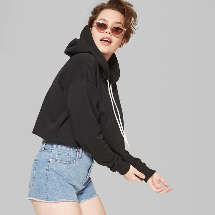 Women's High-rise Frayed Hem Denim Shorts - Wild Fable Light Wash