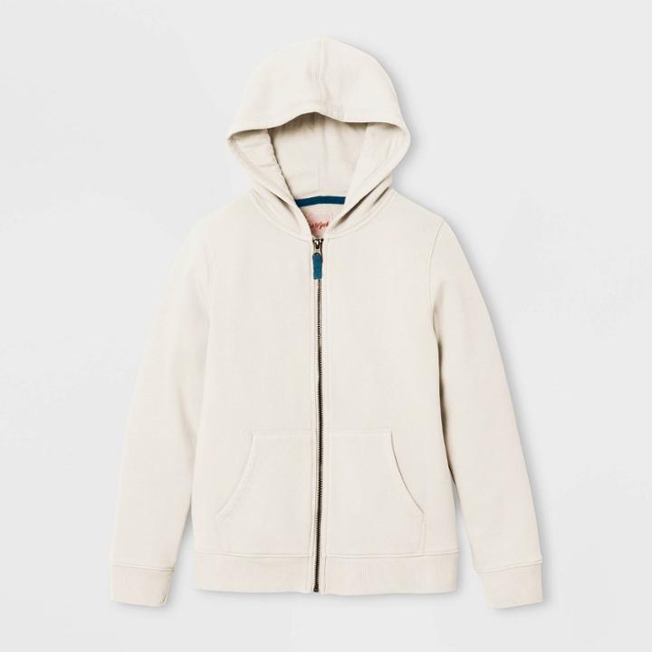 Kids' Cozy Fleece Hoodie Sweatshirt - Cat & Jack White M, Kids Unisex,