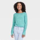 Girls' Long Sleeve Studio T-shirt - All In Motion Turquoise Blue