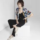 Women's V-neck Peekaboo Knit Wide Leg Jumpsuit - Wild Fable Black