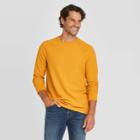 Men's Standard Fit Long Sleeve Textured Crew Neck T-shirt - Goodfellow & Co Gold
