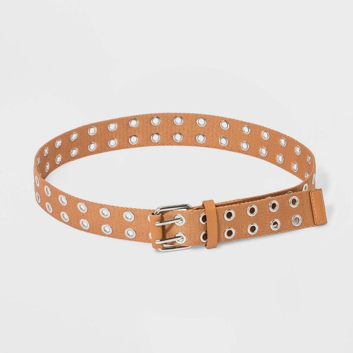 Women's Double Grommet Webbing Belt - Wild Fable Ginger