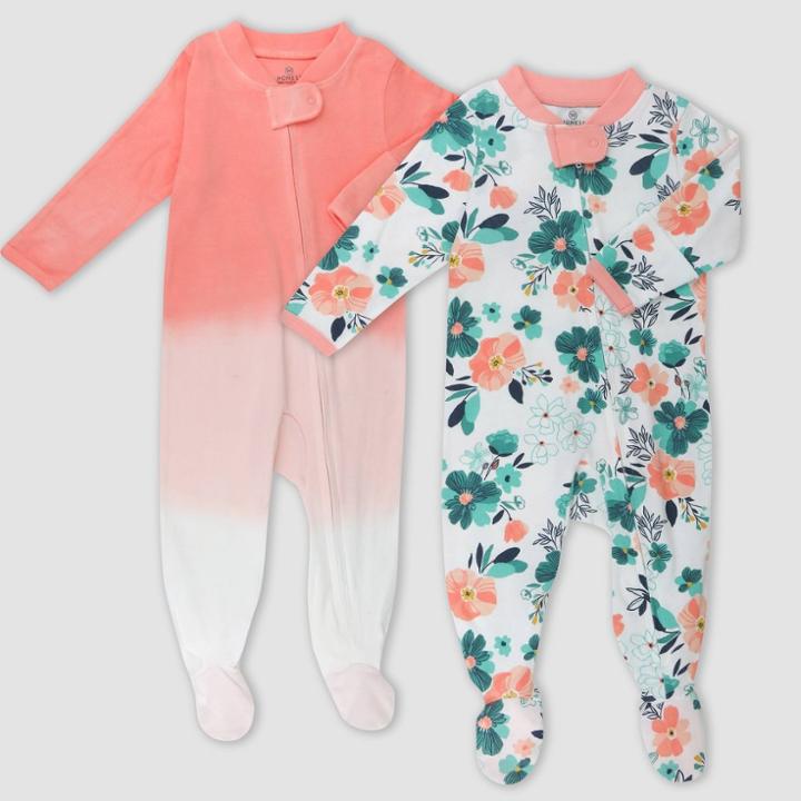Honest Baby 2pk Organic Cotton Footed Sleep N' Play - Newborn, Black