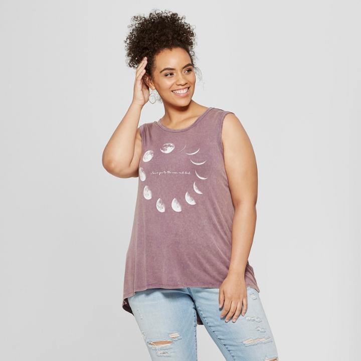 Women's Plus Size Love You To The Moon And Back Graphic Tank Top - Grayson Threads (juniors') Purple