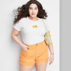 Women's Plus Size Short Sleeve Fitted T-shirt - Wild Fable White Fruit Print