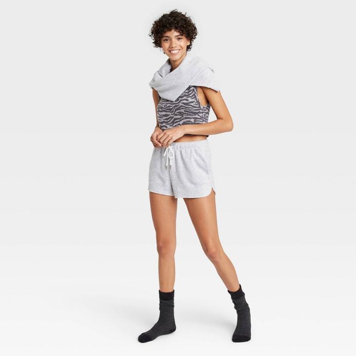 Women's Reverse Fleece Lounge Shorts - Colsie Gray