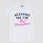 Women's Short Sleeve Weekends Are For The Hamptons Graphic T-shirt - Awake White