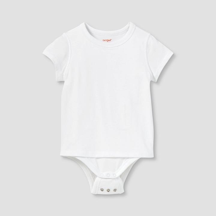 Toddler Kids' Adaptive Short Sleeve Bodysuit With Abdominal Access - Cat & Jack White
