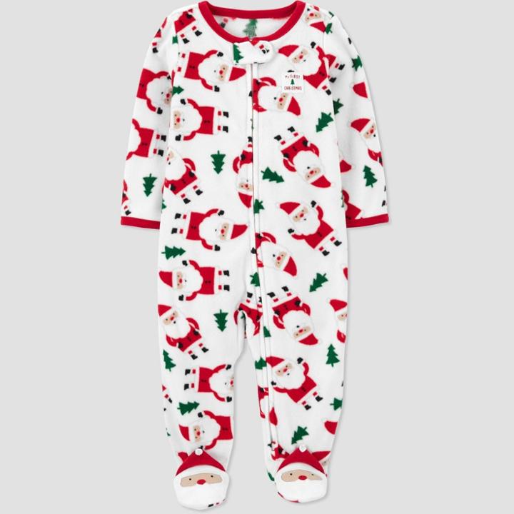 Baby Santa Footed Pajama - Just One You Made By Carter's White/red