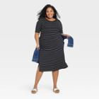 Women's Plus Size Short Sleeve Knit T-shirt Dress - Ava & Viv Black