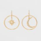 Target Paved Crescent And Star Burst With Hoop Mismatched Earrings - Wild Fable Gold