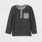 Toddler Boys' Double Knit Long Sleeve Henley T-shirt - Cat & Jack Black
