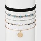 Beaded, Chain And Charm Choker Necklace Set 5ct - Wild Fable, Women's,