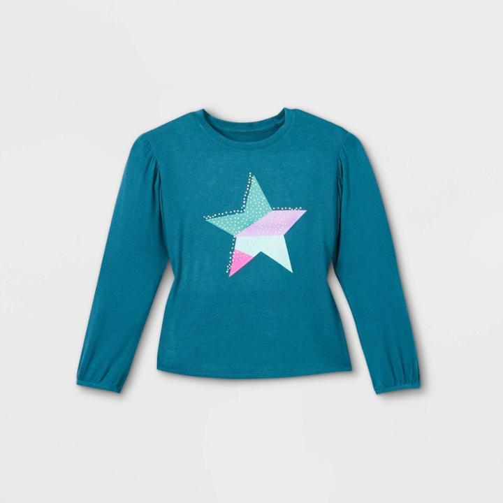 Girls' Printed Cozy Long Sleeve T-shirt - Cat & Jack Green