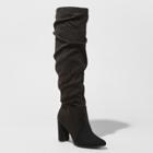 Women's Angie Microsuede Heeled Slouch Fashion Boots - A New Day Black