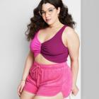 Women's Plus Size Versatile Textured Knit Tiny Tank Top - Wild Fable Vibrant Pink