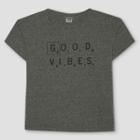 Junk Food Women's Plus Size Short Sleeve Scrabble Good Vibes Graphic T-shirt - Charcoal