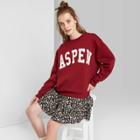 Women's Oversized Crewneck Aspen Graphic Sweatshirt - Wild Fable Berry Maroon Xs, Women's, Red