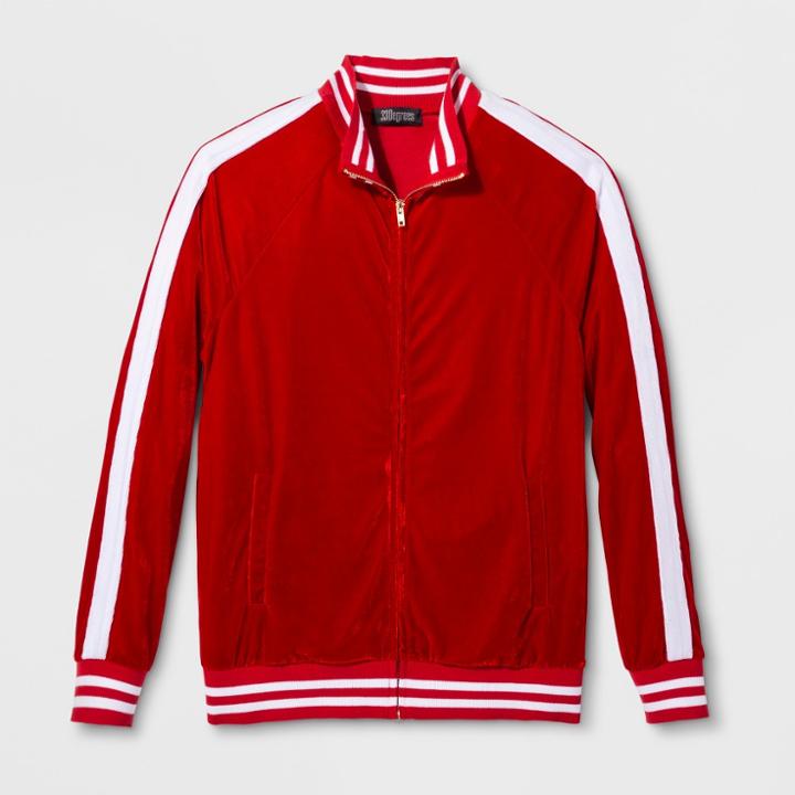 33 Degrees Men's Ugly Holiday Velour Sequin Santa Long Sleeve Cardigan - Red M,
